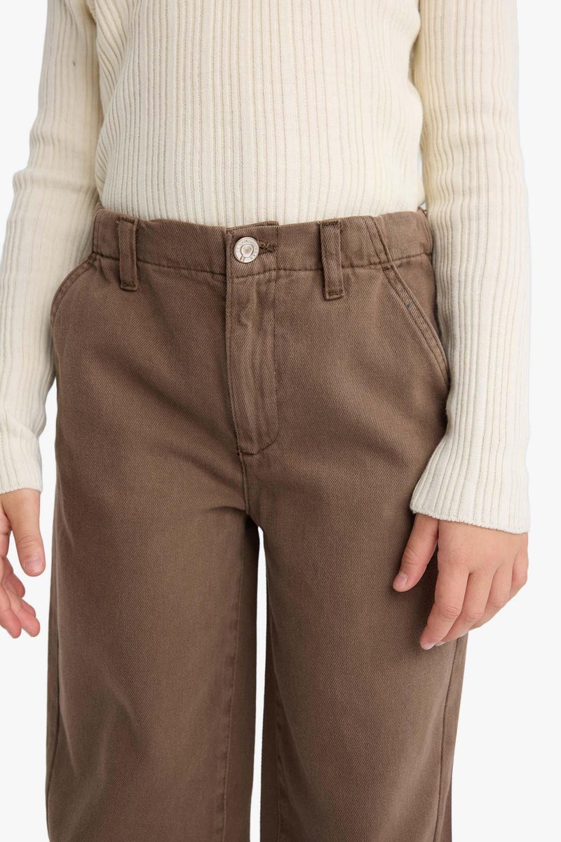 DeFacto Brown Girl Girl Balloon Fit Gabardine Trousers Casual - Image 4